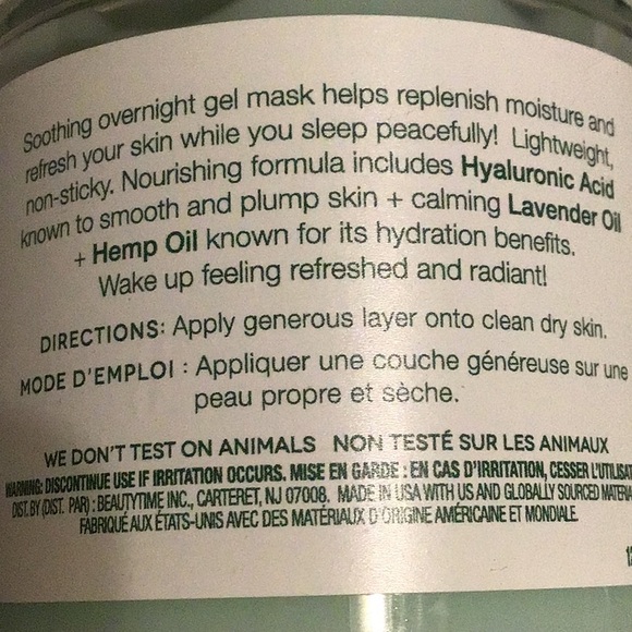 Earth to Skin Hemp Lavender Calm Overnight Calming Gel Mask - Picture 4 of 4